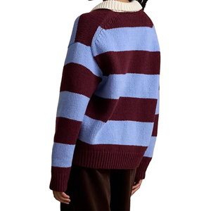 Pull en laine mélangée rayé pour femme, col montant, tricot épais, coupe décontractée, personnalisable OEM ODM, fabricant en gros KCW - Product Image 2