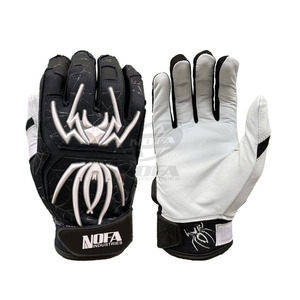 Guantes de Béisbol Personalizados de Cuero Negro/Blanco, Acolchados, Transpirables, con Cierre de Hebilla Ambidiestro, Tejido de Punto, Profesionales - Product Image 2