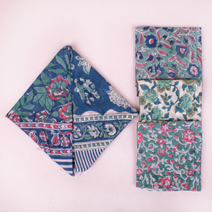 Handmade Floral Block Printed Cotton Multi-Colour Bandana Eco-Friendly Breathable <b>Tie</b> <b>Back</b> Head Wrap Stylish Unisex Square Scarf - Product Image 5