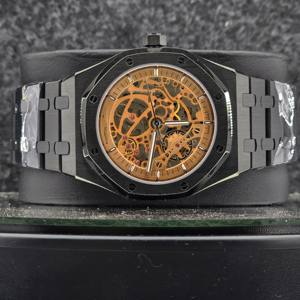 Reloj de Lujo para Hombre de 41 mm, Estilo Cerámico Negro, Movimiento Mecánico Automático, Analógico, Esqueleto Dorado, Correa Integrada de Acero Inoxidable de 16 mm - Product Image 1