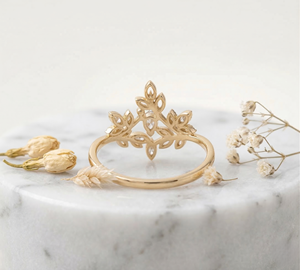 Anillo de Ágata Musgosa Estilo Fairycore Encantado, Joyería Nupcial Élfica, con Acento de Diamante DEF VS, Regalo de Lujo Viral para Propuesta de Matrimonio - Product Image 2