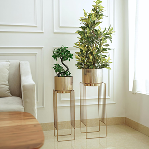 Macetas de Metal Doradas con Soportes, Modernas y Decorativas para Interiores y Exteriores, Hogar, Jardín, Sala de Estar, Oficina - Product Image 1