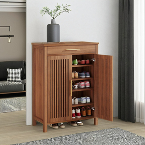 Mueble de Madera Maciza Convertible para el Hogar, Estilo Rústico, para Sala de Estar, Hotel, Zapatero con Puertas de Panel Ventiladas, Ecológico y Antipolvo - Product Image 1