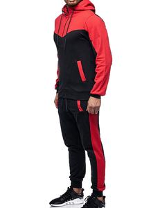 Chaqueta con cremallera para hombre, chándal con cordón ajustable, trajes deportivos para Fitness, chándal de 2 piezas de bloque de Color - Product Image 2