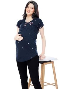 Camiseta de maternidad de algodón con estampado de puntos y ajuste regular para mujer - Product Image 2