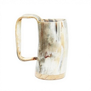 Vintage Style Polished Real Buffalo Horn Customized Viking Star Pattern Beer Mug Business Gift 400ml Dishwasher Microwave Safe - Product Image 6