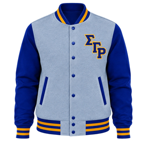 Chaqueta Bomber Universitaria Personalizada Sigma Gamma Rho para Mujer, Ropa Exterior de Hermandad Griega, Parche de Letras Bordadas, Botones a Presión, Estilo Casual - Product Image 1