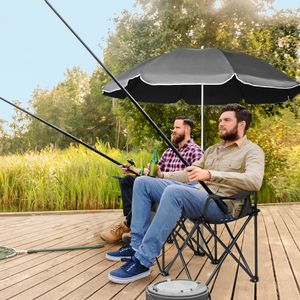 Sedia da Campeggio Pieghevole Leggera e Portatile a 2 Posti con Ombrellone Rimovibile Nero - Product Image 4
