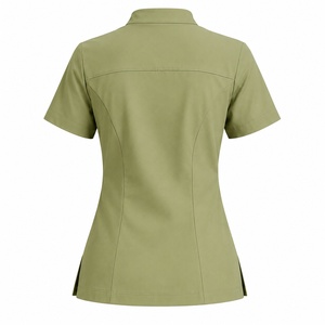 Women's Olive Green <b>Scrub</b> Set Short Sleeve Top With Pockets And Matching Pants Hospital Uniforms For Healthcare Professionals - Product Image 3