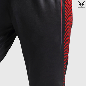 Top Quality Men's Casual Fitness <b>Trousers</b> Athletic Workout Running Wear, Black with Red Color Flat Front Style Men Gym <b>Trouser</b> - Product Image 3