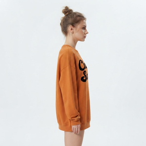 Women Oversize Crew Neck <b>Puff</b> Print Sweatshirt Polyester/Cotton Fleece Long Sleeve Drop Shoulder Eco-Friendly Front Street Wear - Product Image 4