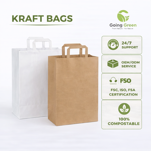 Bolsas de Papel Kraft Grandes al por Mayor, Bolsas de Papel Kraft Impresas Personalizadas con Asas, Bolsas de Papel Kraft Reciclables Marrones y Blancas con Asas - Product Image 1