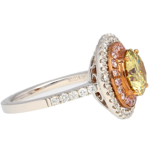 Bague Cocktail Citrine avec Halo de Diamants Plaqué Or 18K Style Vintage pour Femme, Bague de Fiançailles et d'Éternité, Bijou Coupe Ronde Style Glamour - Product Image 4