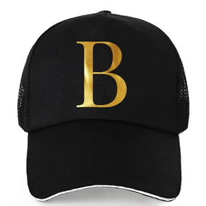 หมวกเบสบอลฮิปฮอป 1 ชิ้นพร้อมพิมพ์ตัวอักษรสีทอง, ตัวล็อคแบบตะขอและห่วงที่ปรับได้, ด้านหลังเป็นตาข่ายระบายอากาศได้, หมวกสตรีทน้ำหนักเบา - Product Image 4