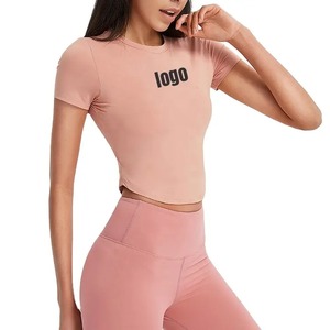 T-shirt court pour femme avec logo imprimé personnalisé, col montant, coupe classique, coton 305 g/m², été - Product Image 2