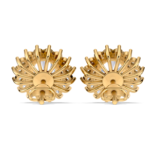 Boucles d'oreilles à clous en diamant rond à double halo de 3,02 carats, or jaune, blanc et rose 18 carats, fermoir à vis, bijoux floraux de luxe - Product Image 2