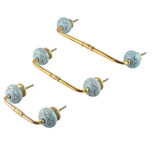 Poignée d'armoire en vrac fait à la main bleu en céramique marron motif pont en gros poignées de commode Lot Vintage tiroir armoire porte tirer - Product Image 5