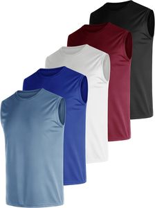 New Men's Sleeveless Tank Top O-Neck Solid Color Quick Dry Knitted Sport Wear Casual Fitness Shirt in Navy Gray Red Green Black - Product Image 5