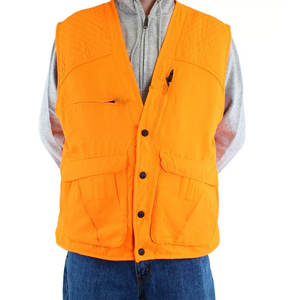 Gilet de chasse orange pour homme, sans manches, multi-poches, respirant, en polyester, pour l'automne - Product Image 1