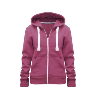 <b>Pink</b> Zip Up Hoodie Unisex Cotton Blend Casual Jacket Streetwear Lightweight Outerwear Custom Logo OEM ODM Wholesale <b>Hoodies</b> - Product Image 1