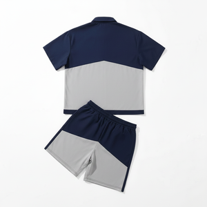 Conjunto Deportivo ADR de Color Block, Tejido Elástico en Cuatro Direcciones, Chaqueta con Cierre Frontal y Manga Larga, Pantalones Cortos con Bolsillos Laterales, Estilo Urbano - Product Image 3