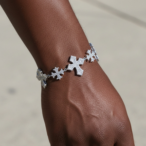 Bracelet tennis croix en diamant naturel taille émeraude, plaqué rhodium or blanc, certifié IGI, style Hip Hop Rock, unisexe, anniversaire - Product Image 5