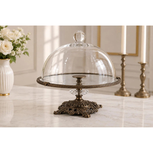 Support à gâteau élégant en métal avec couvercle en verre, présentoir rond pour desserts et gâteaux, idéal pour la maison et les fêtes d'anniversaire - Product Image 5