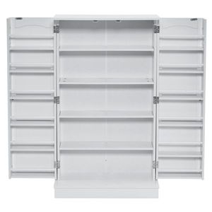 Credenza Bianca Semplice 103,5*60*30cm con Ripiani Regolabili in Triamina e Armadietto con Porta per Cucina - Product Image 5