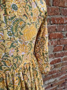 ชุดเดรสผ้าฝ้ายอินเดียพิมพ์ลายด้วยมือ สไตล์ลำลอง ยาวแบบแม็กซี่ ปักลายดอกไม้ คอวี แขนยาว พิมพ์ลายดอกไม้ - Product Image 2