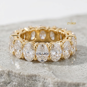 Anillo de Eternidad de Diamantes Cultivados en Laboratorio con Corte Ovalado de Lujo, Oro Blanco de 14K/18K, Anillo Completo para Boda o Aniversario, Joyería Fina para Mujer - Product Image 2