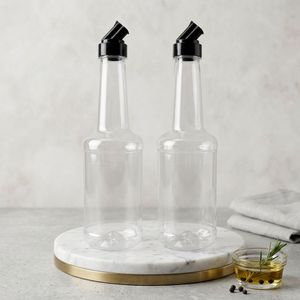 Olive <b>Oil</b> <b>Bottle</b> Marasca Shape PET Plastic 1000ml 1L Clear Silicone Valve Pour Spout for Kitchen Vietnam Factory OEM ODM - Product Image 1