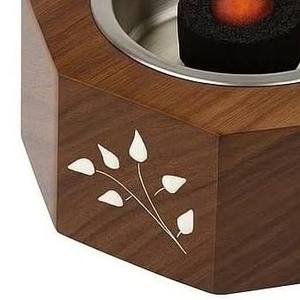 Encensoir en bois portable avec poignée ergonomique, support hexagonal traditionnel pour Oud avec bol en acier inoxydable et décoratif - Product Image 4