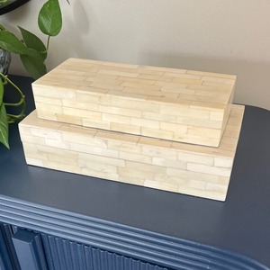 Handcrafted Bone Inlay Decorative <b>Storage</b> Box Set with Natural Mosaic Tile Pattern Jewelry Organizer Keepsake Box for Home Decor - Product Image 1