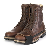 Bottes montantes en cuir personnalisées pour hommes avec bout et semelle en acier, en cachemire, style chaud de combat pour l'équipe de motards d'aventure en plein air