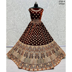 <b>Indian</b> Bridal Wear Velvet Collections for Bride With Zarkhan Work by Fabzone - Product Image 3