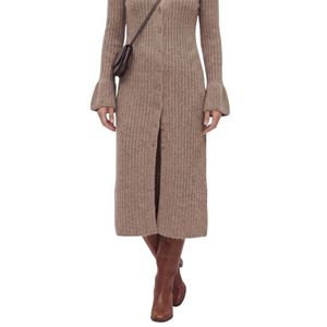 <b>Women</b> Taupe Long <b>Cardigan</b> Sweater <b>Button</b> Front V Neck Cable Knit Loose Fit Long Sleeve Cozy Casual Fashion Knitwear Custom Logo - Product Image 5