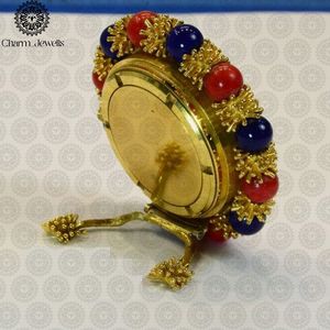 Charm_Jewells Luxury Stainless Steel Watch Case <b>Red</b> Blue Beads Gold Plated Stand High Quality Mechanical Movement 10 Bar Water - Product Image 5
