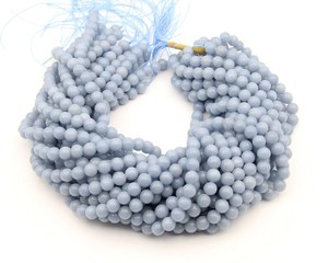 Lot en gros de perles de bijoux certifiées, non traitées, en pierres précieuses naturelles, bleu ange, rondes, facettées et calibrées - Product Image 5