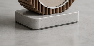 Minimalist Circular Wood Desk <b>Clock</b> With Beige Face Silent Quartz Movement - Product Image 3