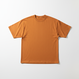 Compre una Nueva Camiseta Personalizada de Manga Corta con Cuello Redondo para Hombre, Color Naranja, Corte Regular, Tejida, Color Sólido, Estilo Casual - Product Image 1