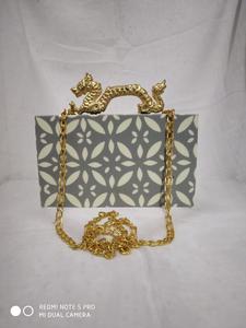 Bolso de Mano Elegante de Acrílico Turquesa para Mujer, Bolso de Resina Colorido con Patrón Geométrico, Bolsos de Resina para Mujer - Product Image 5