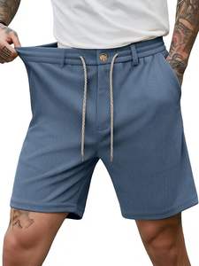 กางเกงขาสั้นผู้ชายผ้าลูกฟูก กางเกงขาสั้นลำลอง เอวยางยืด มีเชือกผูก เหมาะสำหรับฤดูร้อนและชายหาด สไตล์เรโทร ผ้าคอร์ดูรอย - Product Image 4