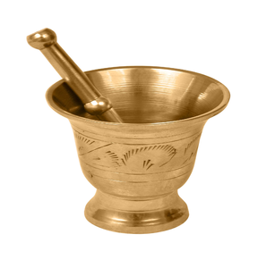 Juego de mortero y pilón de latón dorado pulido con borde ancho para triturar especias de cocina, disponible a precios de mayorista. - Product Image 3