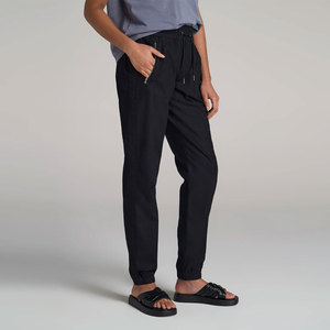 Pantalones de Punto Negros para Mujer, con Cordón Ajustable, Color Sólido, Largos, Casuales, Cintura Media, Corte Regular, Transpirables, de Algodón, Estilo Recto - Product Image 5