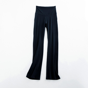 High Waist <b>Flared</b> Leg Yoga <b>Leggings</b> Solid Color Seamless Full Length Women's Workout Pants Spandex Nylon Elastic Waist - Product Image 2