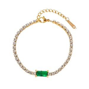 Pulsera de tenis Baguette C de moissanita, esmeralda, rosa, chapada en oro negro, joyería unisex, dije rectangular brillante, certificado GRA, estilo Hiphop - Product Image 1