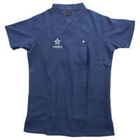 Tunique de travail unisexe à un bouton et fermeture éclair sur le devant, respirante, pour salon de beauté, spa, massage, en tissu polyester et élasthanne, avec logo personnalisé