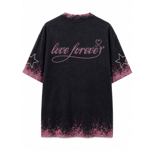 2026 New Arrival Custom Vintage Washed Boxy Cropped T-<b>shirt</b> Rhinestone <b>Star</b> & Cross Pattern Embellished Oversize Men's T-<b>shirt</b> - Product Image 3