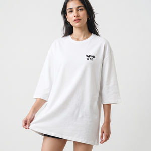 Women's Relaxed Fit Crew Neck T Shirt Oversized Cotton Longline Three Quarter Sleeve Custom Logo Casual Streetwear <b>Top</b> - Product Image 5