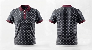 Polo à manches courtes pour homme, gris foncé à pois, tricoté, décontracté, avec boutons - Product Image 2